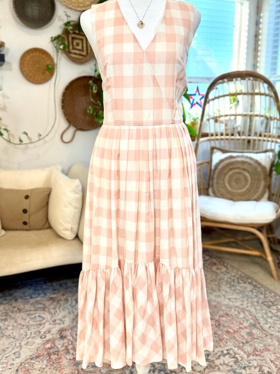 ANTONIO MELANI Dresses & Skirts - Antonio Melani Pink White GINGHAM Dress Sundress Midi A-Line Dress Summer 4 S
